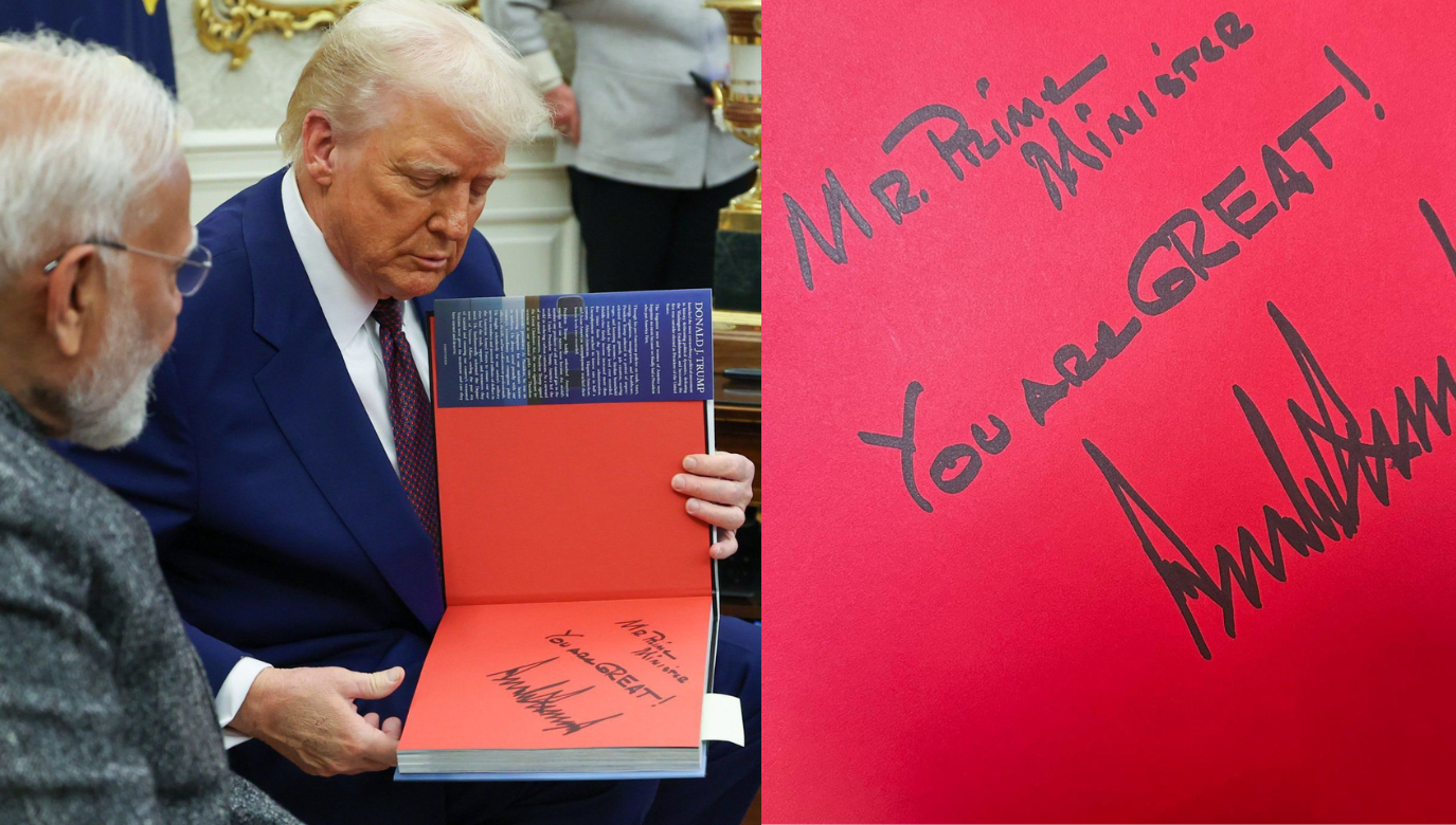 US President Donald Trump gifted a photo book to prime minister Narendra Modi