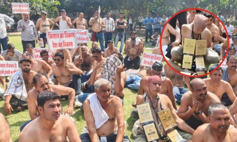 Farmers Semi-nude Protest