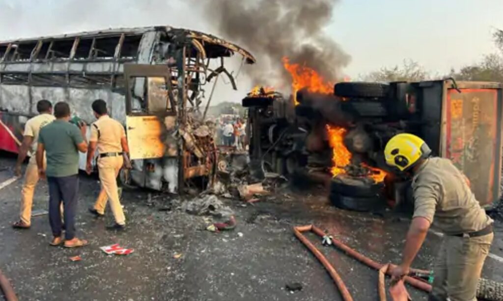 Truck Bus Accident Fire