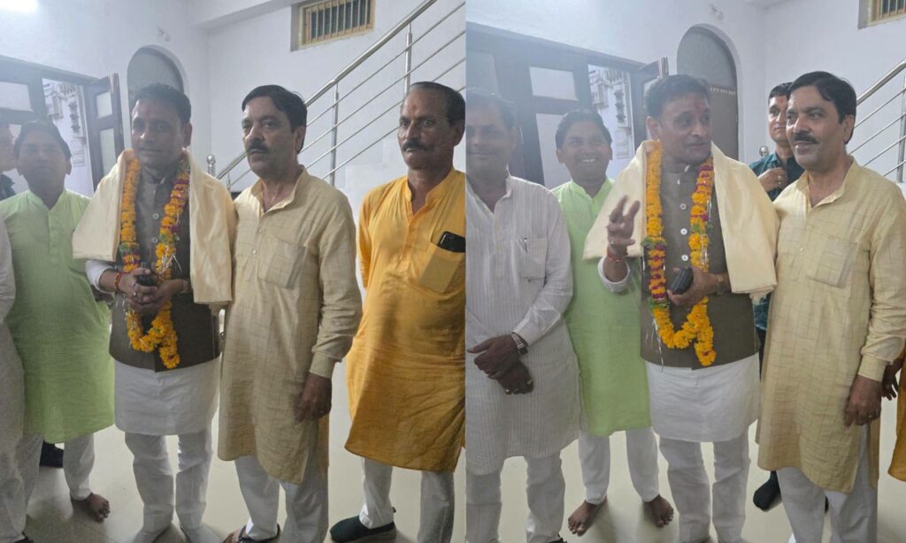 BJP candidate Ashutosh Tiwari met Awadhesh Nayak